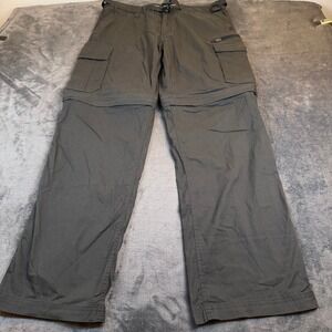 BC Clothing Convertible Cargo Pants Mens Large Gray Zip Off Hiking Utility